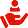 Supportive gesture with red silhouette